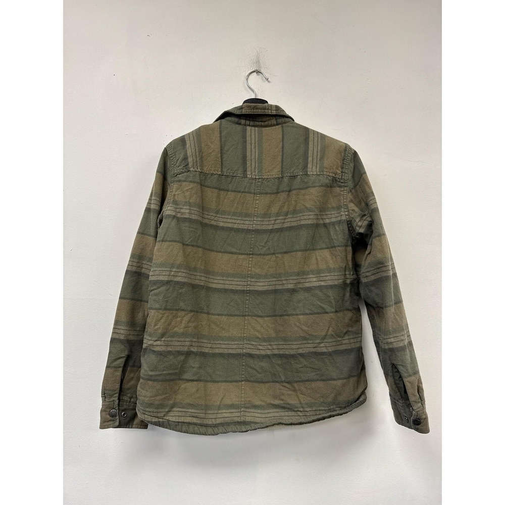 The North Face Jacket Mens Medium Green Striped Sherpa‎ Lined Flannel Shacket - Picture 3 of 6